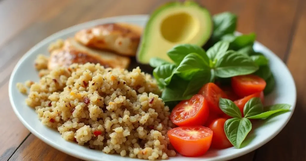 The healthiest lunch to lose weight with lean proteins, whole grains, and colorful vegetables.